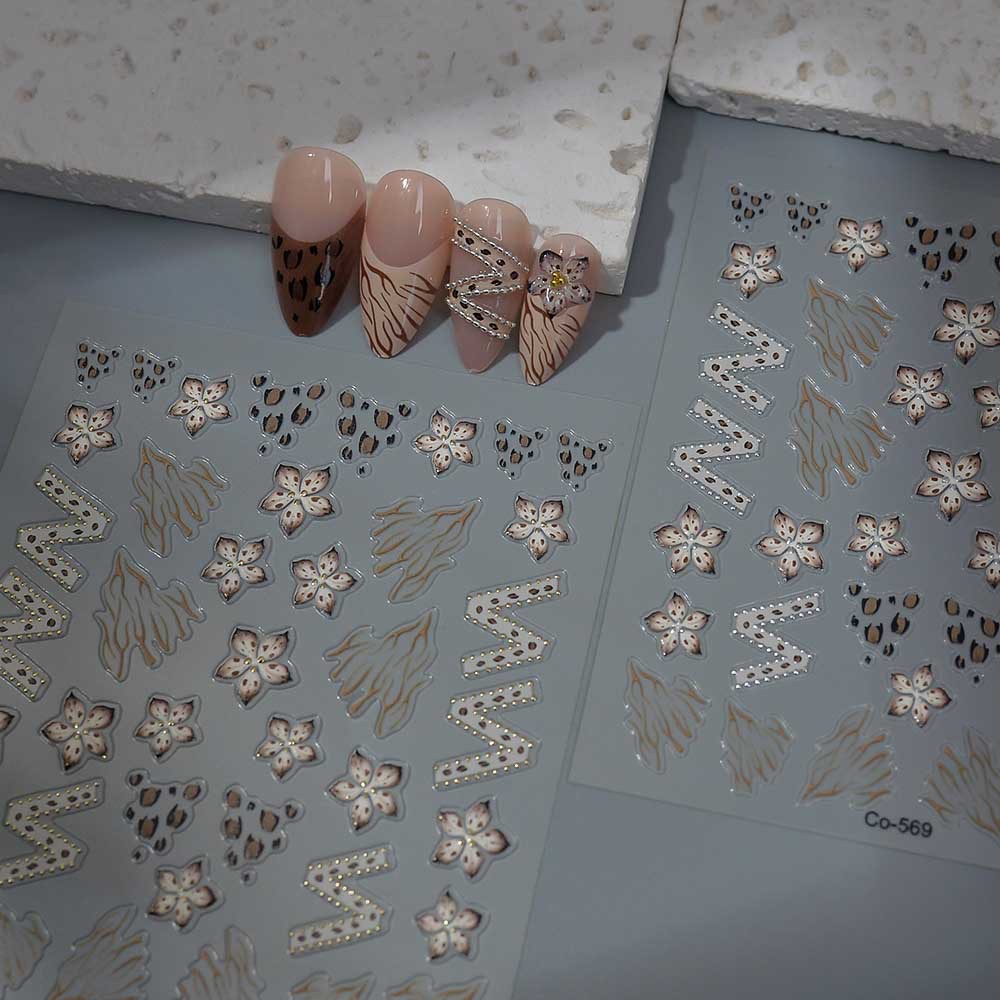 Devil's Flower Stripes Heart Nail Sticker